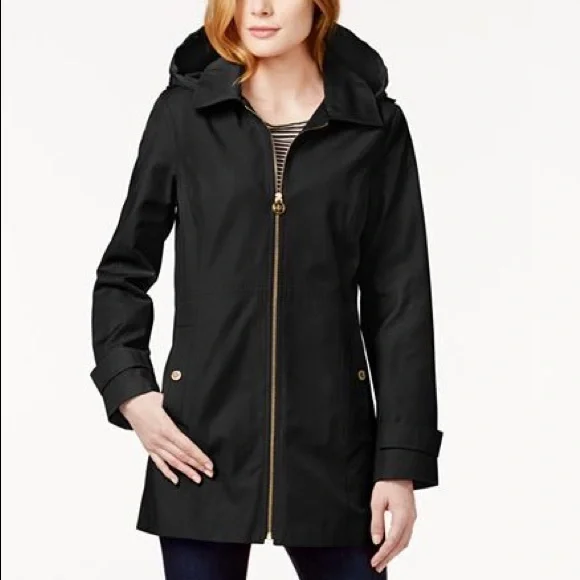 Michael kors women's rain jacket with hood sale